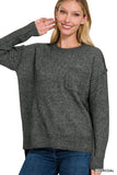 MELANGE HI-LOW HEM ROUND NECK SWEATER • MORE COLORS