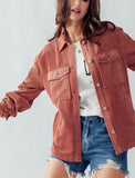 Corduroy Button Down Shirt Jacket With Pockets • More Colors