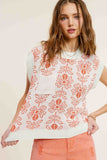 Flower Pattern Sleeveless Sweater Top • More Colors