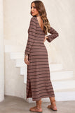 Slit Striped Round Neck Midi Dress • More Colors