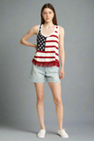 Jade By Jane American Flag Fringe Tank Top