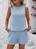 Round Neck Sleeveless Top and Shorts Set • More Colors
