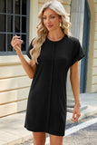 Heathered Round Neck Short Sleeve Dress • More Colors