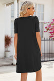 Pocketed Square Neck Short Sleeve Dress • More Colors