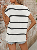 Striped Round Neck Short Sleeve Knit Top • More Colors
