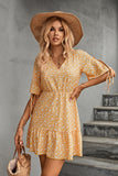 Ditsy Floral V-Neck Half Sleeve Dress