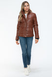 Pocketed Zip Up Faux Leather Jacket