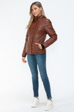 Pocketed Zip Up Faux Leather Jacket