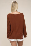 V Neck Raglan Sleeve Knit Sweater