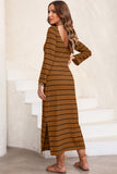 Slit Striped Round Neck Midi Dress • More Colors