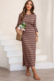 Slit Striped Round Neck Midi Dress • More Colors