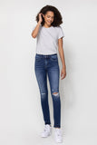 FLYING MONKEY MID RISE ANKLE SKINNY W DISTRESSED HEM