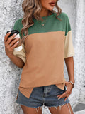 Color Block Round Neck Half Sleeve T-Shirt • More Colors