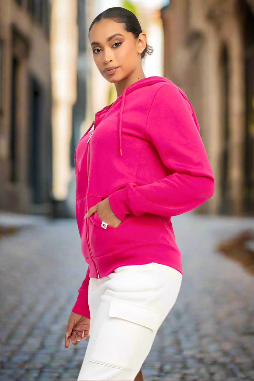 Jenni Zip Up Hoodie • Hot Pink – Style District 216