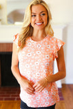Round Neck Ruffled Floral Knit Top