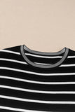 Striped Round Neck Cap Sleeve Knit Top • More Colors