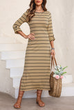 Slit Striped Round Neck Midi Dress • More Colors