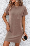 Ribbed Striped Short Sleeve Tee Dress • More Colors