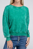French Terry Acid Wash Boat Neck Pullover • More Colors