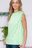 CURVY Floral Sleeveless Ruffle Pleated Top • More Colors