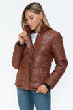 Pocketed Zip Up Faux Leather Jacket