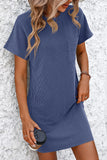 Ribbed Striped Short Sleeve Tee Dress • More Colors