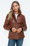 Pocketed Zip Up Faux Leather Jacket