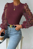 Textured Applique Long Sleeve Blouse • More Colors