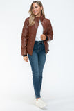 Pocketed Zip Up Faux Leather Jacket