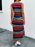 Slit Striped Round Neck Tank Dress • More Colors