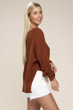 V Neck Raglan Sleeve Knit Sweater