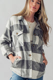 Plaid Button Down Jacket with Front Pocket Detail • More Colors