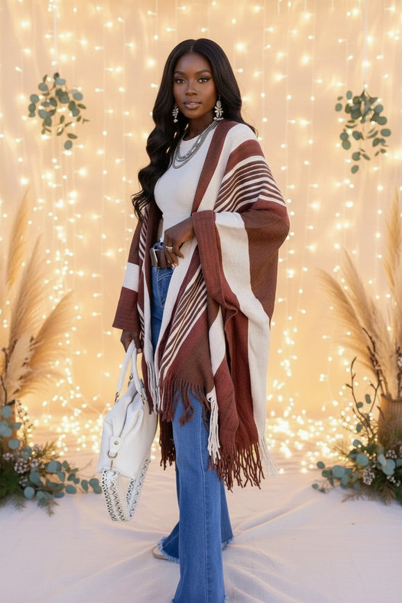 Naomi Striped Ruana/Kimono