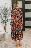Leafing it All Behind Long Sleeve Tiered Dress