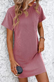 Ribbed Striped Short Sleeve Tee Dress • More Colors