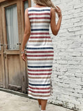Slit Striped Round Neck Tank Dress • More Colors