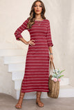 Slit Striped Round Neck Midi Dress • More Colors