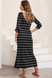 Slit Striped Round Neck Midi Dress • More Colors