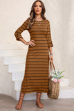 Slit Striped Round Neck Midi Dress • More Colors