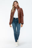 Pocketed Zip Up Faux Leather Jacket