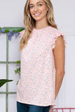 Floral Sleeveless Ruffle Pleated Top • More Colors