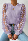 Textured Applique Long Sleeve Blouse • More Colors