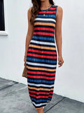 Slit Striped Round Neck Tank Dress • More Colors