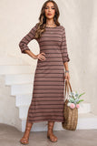 Slit Striped Round Neck Midi Dress • More Colors