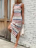 Slit Striped Round Neck Tank Dress • More Colors