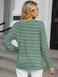 Striped Notched Long Sleeve T-Shirt • More Colors