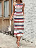 Slit Striped Round Neck Tank Dress • More Colors