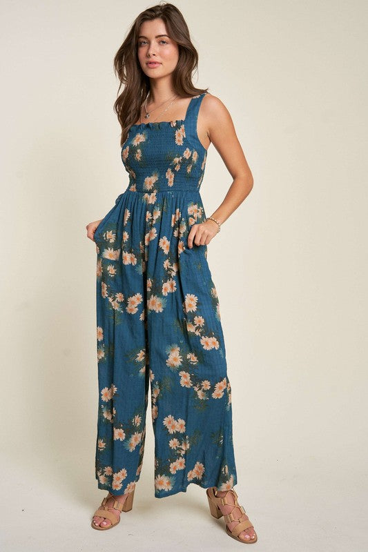 Floral Printed Ruffle Detail Jumpsuit