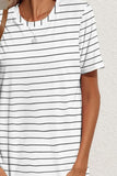 Pocketed Striped Round Neck Short Sleeve Dress • More Colors