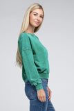 French Terry Acid Wash Boat Neck Pullover • More Colors